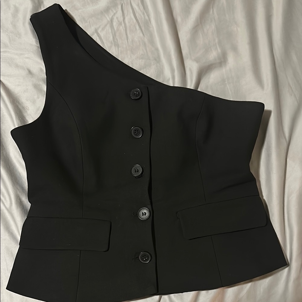 Zara Black Asymmetrical One-Shoulder Dress